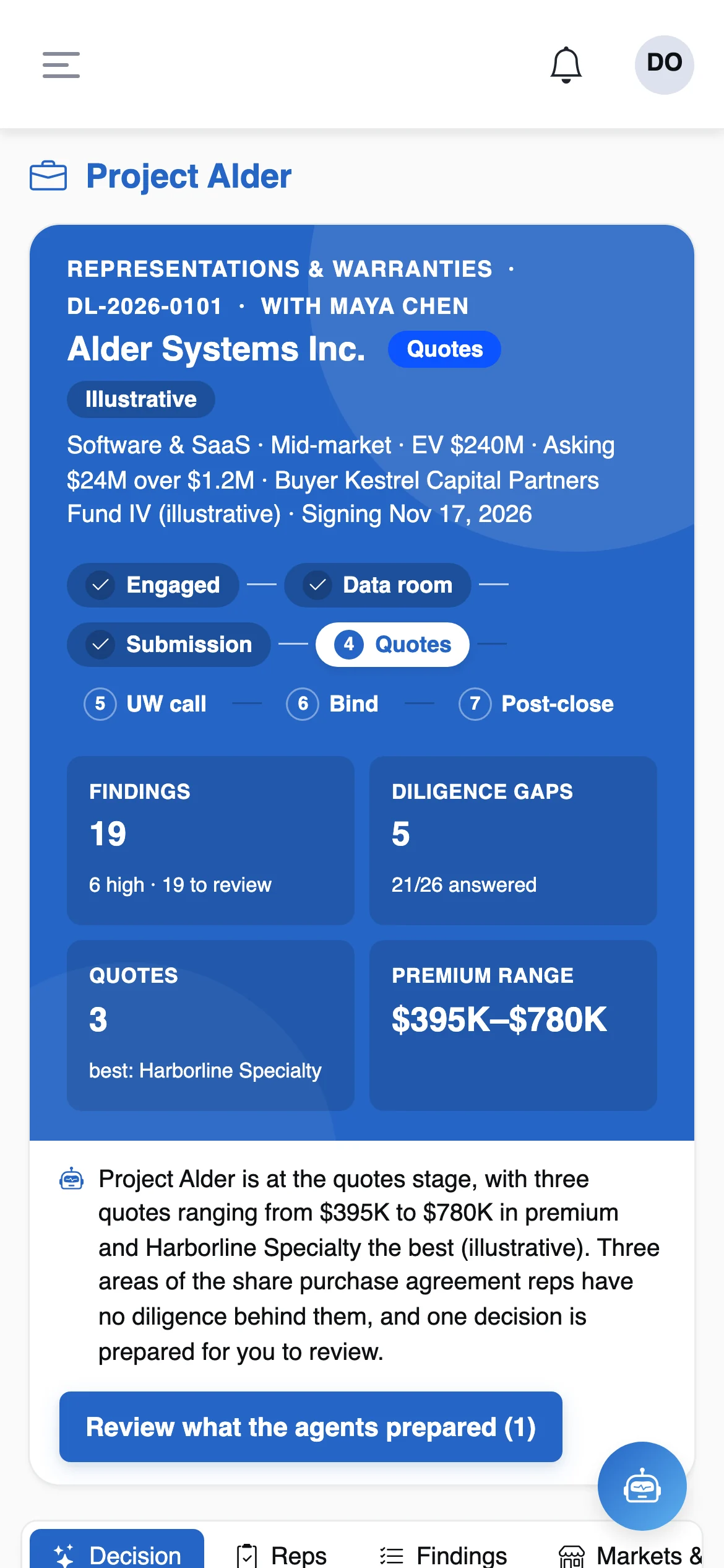 The Deal Workspace on a phone